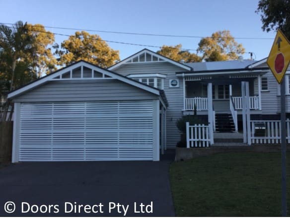 Custom aluminium sectional garage door in Pearl White, Brisbane
