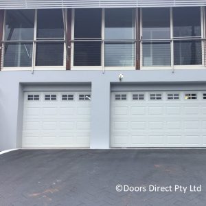 Sectional Doors Surfmist Oxford with County Windows